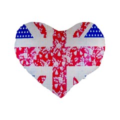 British Flag Abstract British Union Jack Flag In Abstract Design With Flowers Standard 16  Premium Flano Heart Shape Cushions by Nexatart