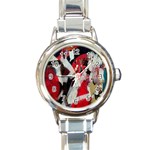 Abstract Graffiti Background Wallpaper Of Close Up Of Peeling Round Italian Charm Watch Front