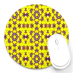 Yellow Seamless Wallpaper Digital Computer Graphic Round Mousepads by Nexatart