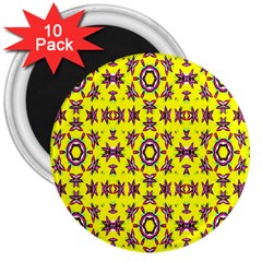 Yellow Seamless Wallpaper Digital Computer Graphic 3  Magnets (10 Pack)  by Nexatart