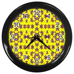 Yellow Seamless Wallpaper Digital Computer Graphic Wall Clocks (black) by Nexatart