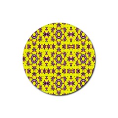 Yellow Seamless Wallpaper Digital Computer Graphic Rubber Coaster (round)  by Nexatart