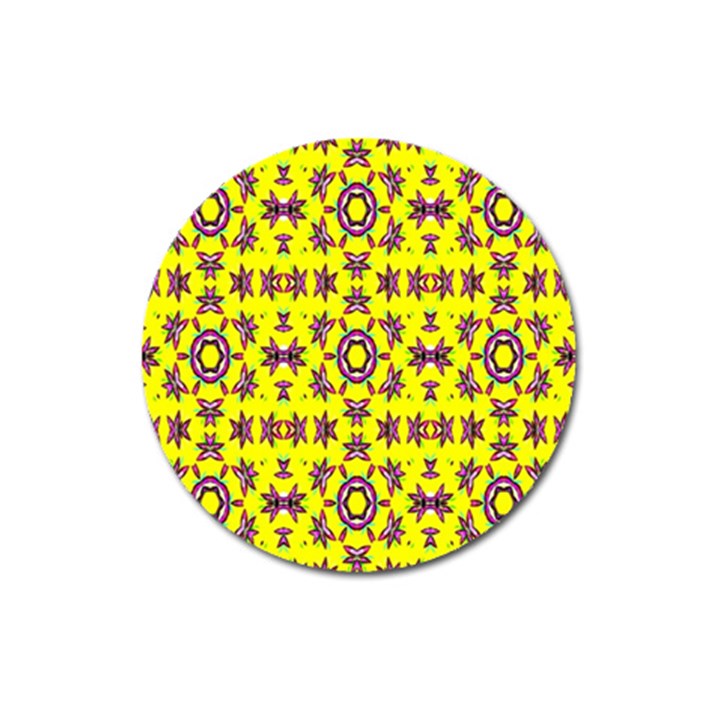 Yellow Seamless Wallpaper Digital Computer Graphic Magnet 3  (Round)