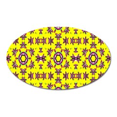 Yellow Seamless Wallpaper Digital Computer Graphic Oval Magnet by Nexatart