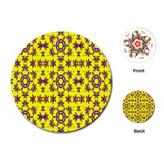 Yellow Seamless Wallpaper Digital Computer Graphic Playing Cards (round)  by Nexatart