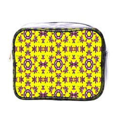 Yellow Seamless Wallpaper Digital Computer Graphic Mini Toiletries Bags by Nexatart