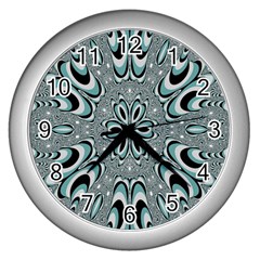 Kaleidoskope Digital Computer Graphic Wall Clocks (silver)  by Nexatart