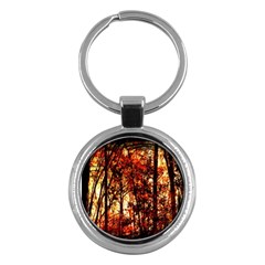 Forest Trees Abstract Key Chains (round)  by Nexatart