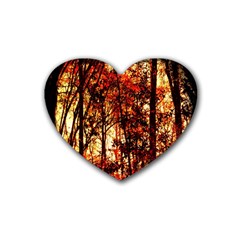 Forest Trees Abstract Heart Coaster (4 Pack)  by Nexatart