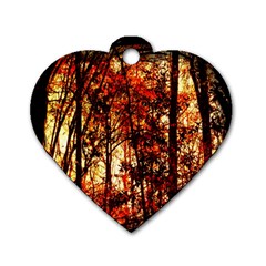 Forest Trees Abstract Dog Tag Heart (two Sides) by Nexatart