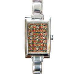 Typographic Graffiti Pattern Rectangle Italian Charm Watch by dflcprints