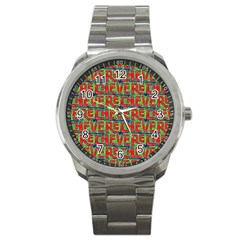 Typographic Graffiti Pattern Sport Metal Watch by dflcprints