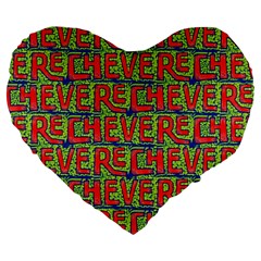 Typographic Graffiti Pattern Large 19  Premium Heart Shape Cushions by dflcprints