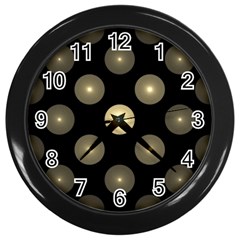 Gray Balls On Black Background Wall Clocks (black) by Nexatart