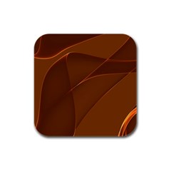 Brown Background Waves Abstract Brown Ribbon Swirling Shapes Rubber Square Coaster (4 Pack)  by Nexatart