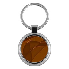 Brown Background Waves Abstract Brown Ribbon Swirling Shapes Key Chains (round)  by Nexatart