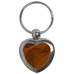 Brown Background Waves Abstract Brown Ribbon Swirling Shapes Key Chains (heart)  by Nexatart