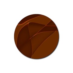 Brown Background Waves Abstract Brown Ribbon Swirling Shapes Rubber Round Coaster (4 Pack)  by Nexatart