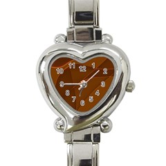 Brown Background Waves Abstract Brown Ribbon Swirling Shapes Heart Italian Charm Watch by Nexatart