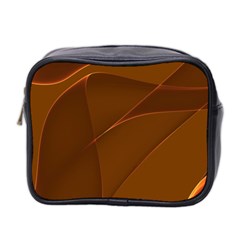 Brown Background Waves Abstract Brown Ribbon Swirling Shapes Mini Toiletries Bag 2-side by Nexatart