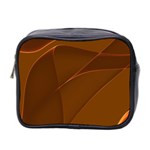 Brown Background Waves Abstract Brown Ribbon Swirling Shapes Mini Toiletries Bag 2-Side Front