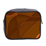 Brown Background Waves Abstract Brown Ribbon Swirling Shapes Mini Toiletries Bag 2-Side Back