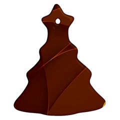 Brown Background Waves Abstract Brown Ribbon Swirling Shapes Christmas Tree Ornament (two Sides) by Nexatart