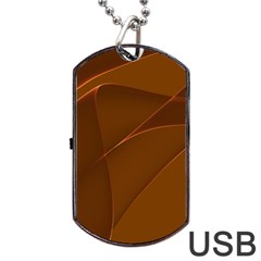 Brown Background Waves Abstract Brown Ribbon Swirling Shapes Dog Tag Usb Flash (two Sides) by Nexatart