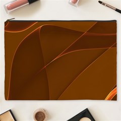 Brown Background Waves Abstract Brown Ribbon Swirling Shapes Cosmetic Bag (xxxl)  by Nexatart