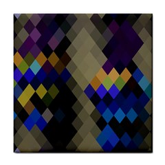 Background Of Blue Gold Brown Tan Purple Diamonds Tile Coasters by Nexatart