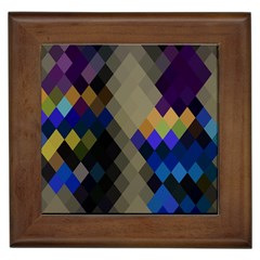 Background Of Blue Gold Brown Tan Purple Diamonds Framed Tiles by Nexatart