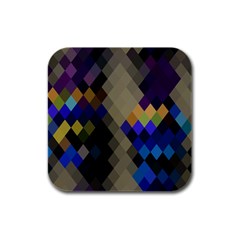 Background Of Blue Gold Brown Tan Purple Diamonds Rubber Square Coaster (4 Pack)  by Nexatart