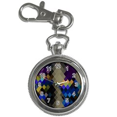 Background Of Blue Gold Brown Tan Purple Diamonds Key Chain Watches by Nexatart