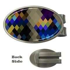 Background Of Blue Gold Brown Tan Purple Diamonds Money Clips (oval)  by Nexatart