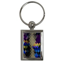 Background Of Blue Gold Brown Tan Purple Diamonds Key Chains (rectangle)  by Nexatart