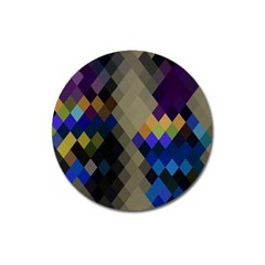 Background Of Blue Gold Brown Tan Purple Diamonds Magnet 3  (round) by Nexatart