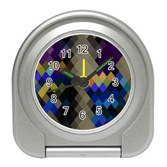 Background Of Blue Gold Brown Tan Purple Diamonds Travel Alarm Clocks by Nexatart