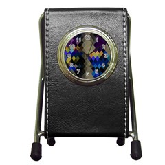 Background Of Blue Gold Brown Tan Purple Diamonds Pen Holder Desk Clocks by Nexatart