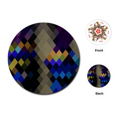 Background Of Blue Gold Brown Tan Purple Diamonds Playing Cards (round)  by Nexatart