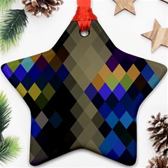 Background Of Blue Gold Brown Tan Purple Diamonds Star Ornament (two Sides) by Nexatart