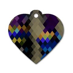 Background Of Blue Gold Brown Tan Purple Diamonds Dog Tag Heart (one Side) by Nexatart