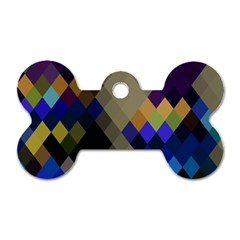 Background Of Blue Gold Brown Tan Purple Diamonds Dog Tag Bone (two Sides) by Nexatart