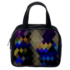 Background Of Blue Gold Brown Tan Purple Diamonds Classic Handbags (one Side) by Nexatart