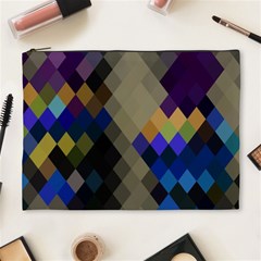 Background Of Blue Gold Brown Tan Purple Diamonds Cosmetic Bag (xl) by Nexatart