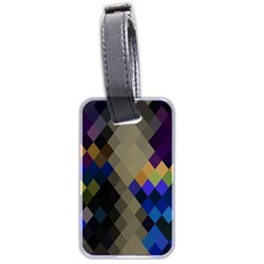 Background Of Blue Gold Brown Tan Purple Diamonds Luggage Tags (two Sides) by Nexatart