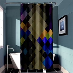 Background Of Blue Gold Brown Tan Purple Diamonds Shower Curtain 36  X 72  (stall)  by Nexatart