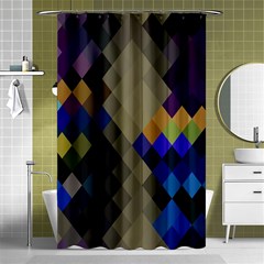 Background Of Blue Gold Brown Tan Purple Diamonds Shower Curtain 48  X 72  (small)  by Nexatart