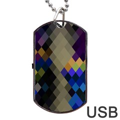 Background Of Blue Gold Brown Tan Purple Diamonds Dog Tag Usb Flash (one Side) by Nexatart