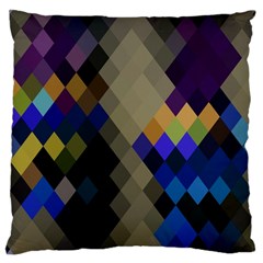 Background Of Blue Gold Brown Tan Purple Diamonds Large Cushion Case (one Side) by Nexatart