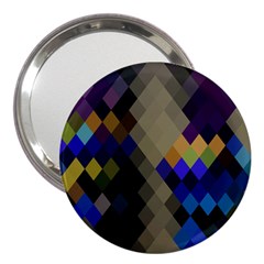 Background Of Blue Gold Brown Tan Purple Diamonds 3  Handbag Mirrors by Nexatart